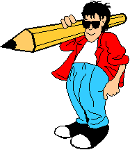 The StoryCAD mascot, a writer shouldering a giant pencil